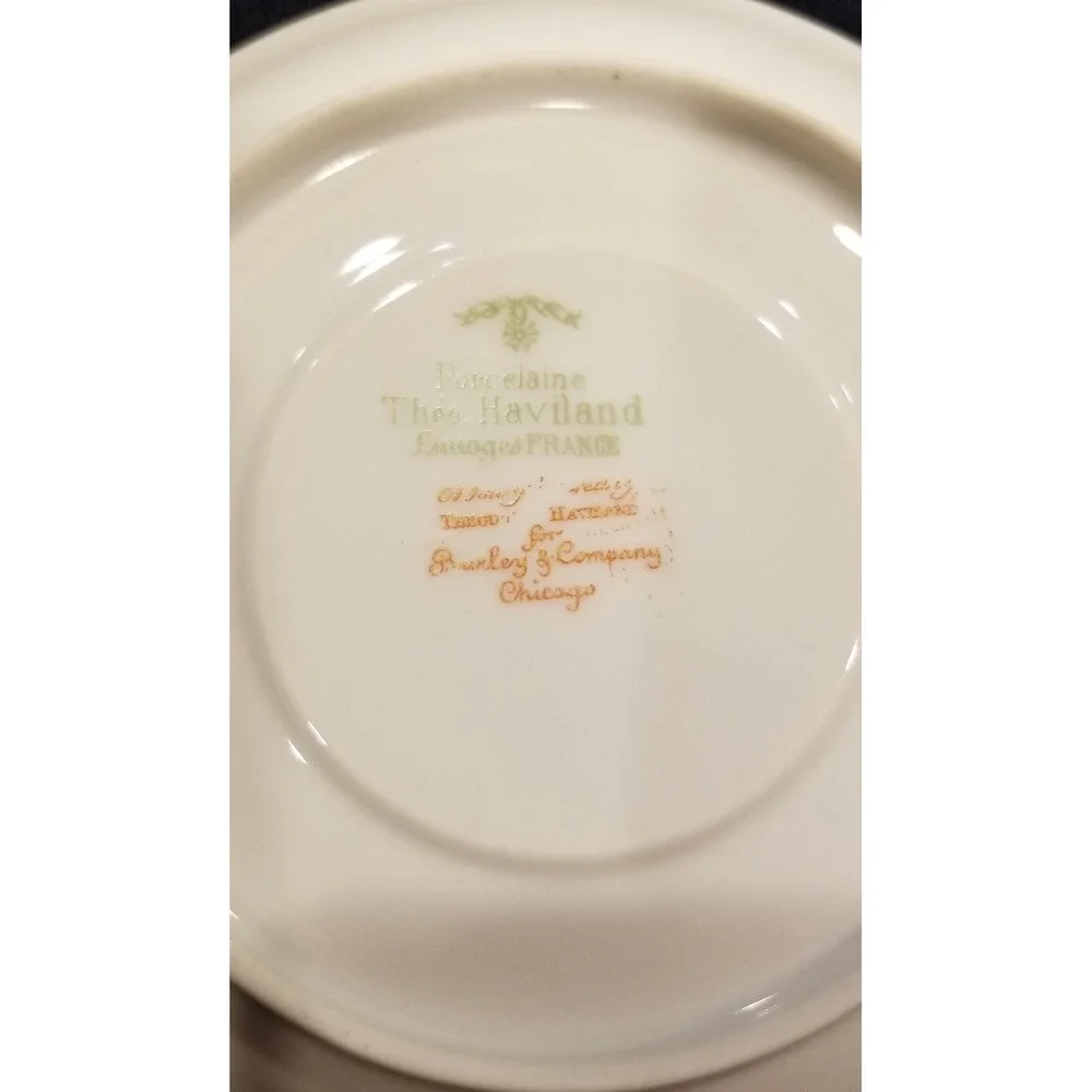 Theodore Havilland Limoges France Double Handled Cream Soup Cup & Saucer